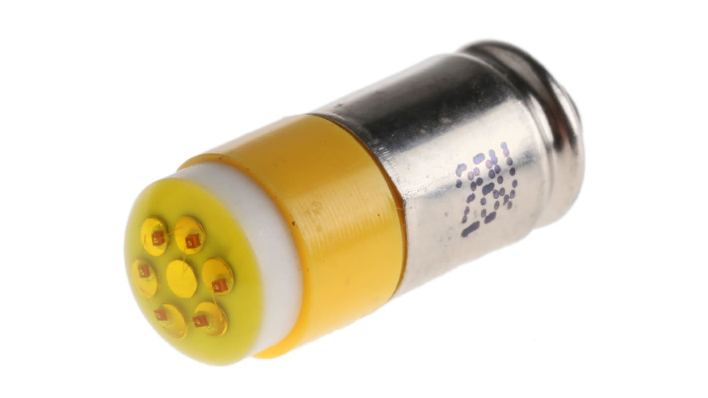 Lampka kontrolna Żółty 28V dc Rowek miniaturowy LED średnica 6mm długość 15.25mm
