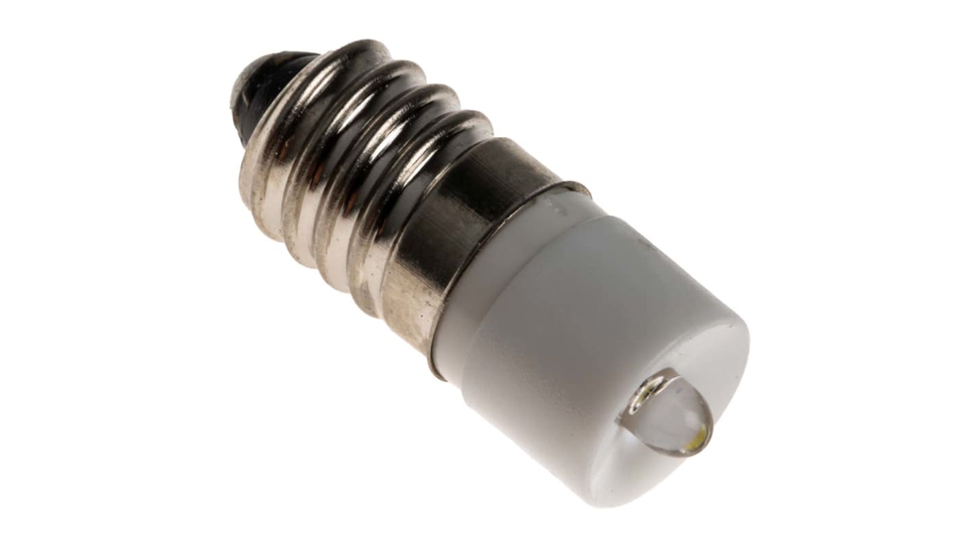 RS PRO White LED Indicator Lamp, 24V ac/dc, E10 Base, 10mm Diameter, 2070mcd