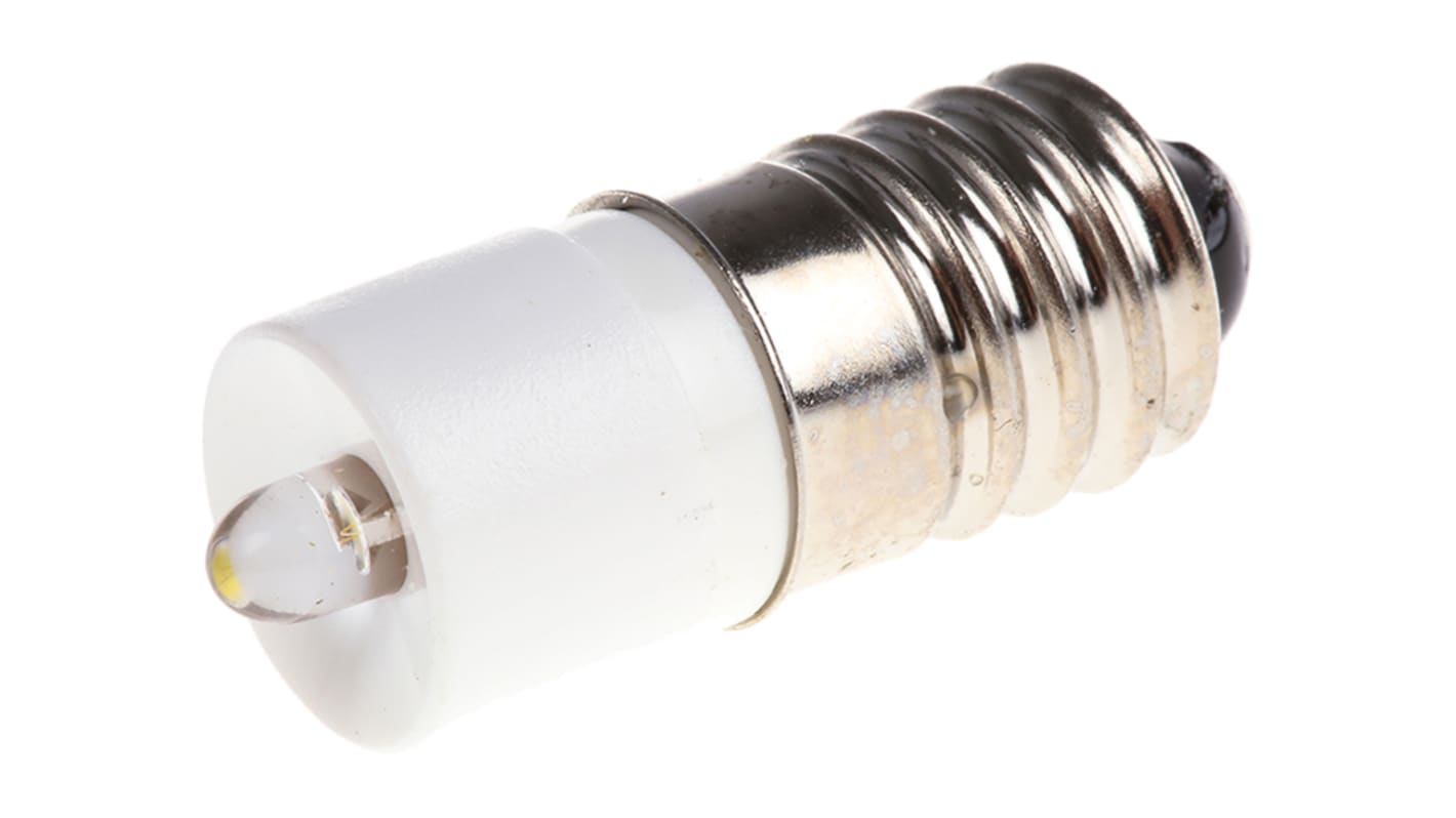 RS PRO White LED Indicator Lamp, 130V ac, E10 Base, 10mm Diameter, 710mcd