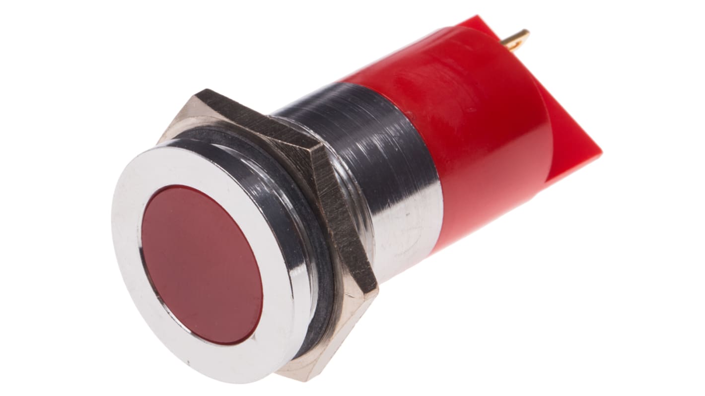 RS PRO Red Panel Mount Indicator, 12V, 22mm Mounting Hole Size, Solder Tab Termination