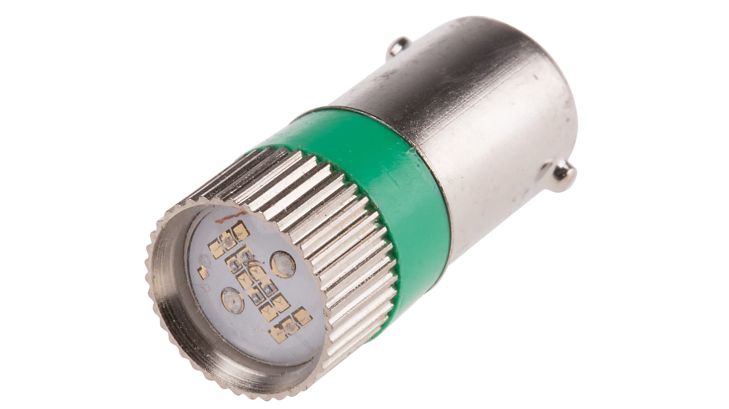 Signallampe, Grøn, sokkel: BA9s, Multichip, Diameter: 10mm, 28V dc
