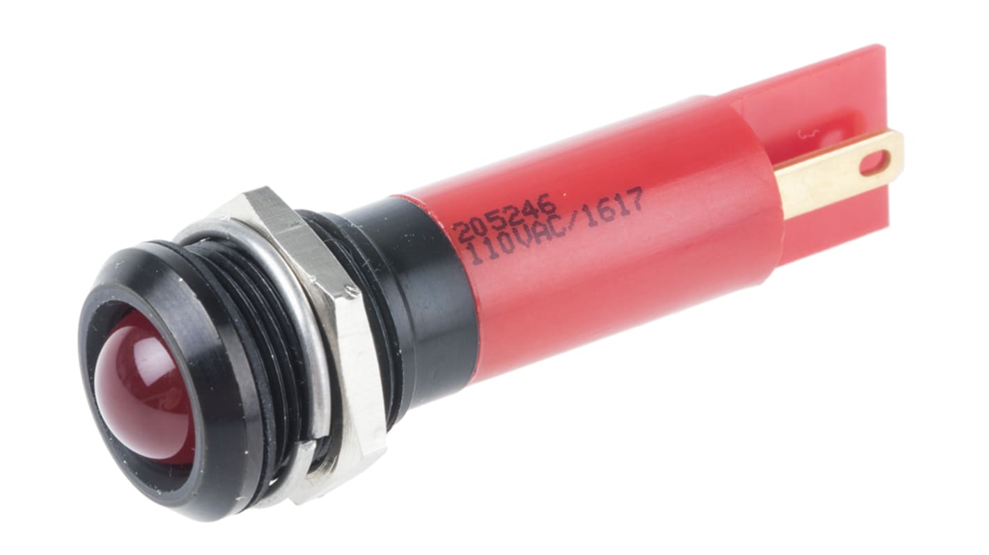 Indicatore da pannello RS PRO Rosso  a LED, 130V ca, IP67, Sporgente, foro da 12mm