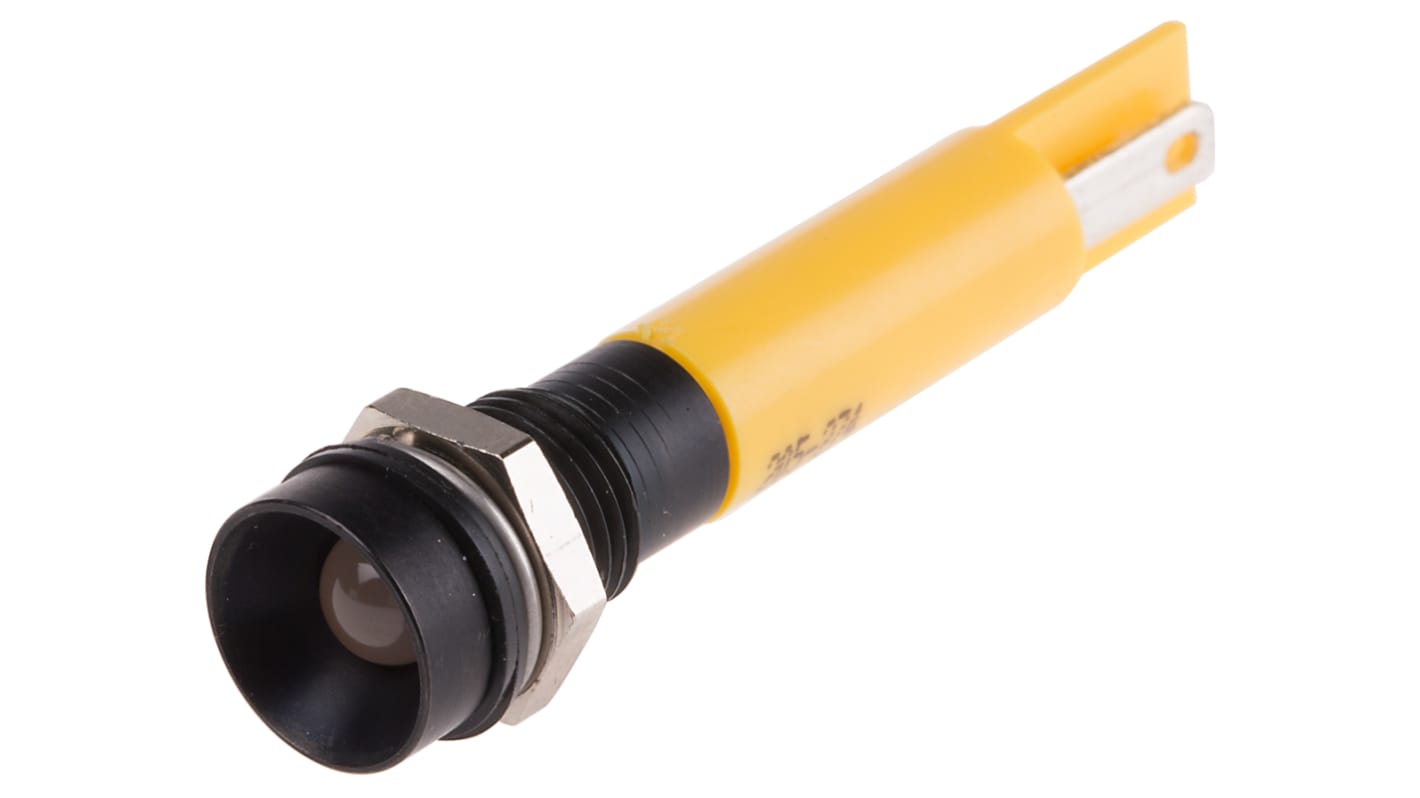 Indicatore da pannello RS PRO Giallo  a LED, 24V ca/cc, IP67, Ad incasso, foro da 8mm
