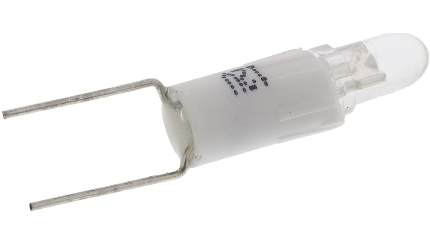 RS PRO White LED Indicator Lamp, 12V ac/dc, Bi-Pin Base, 4.25mm Diameter, 850mcd