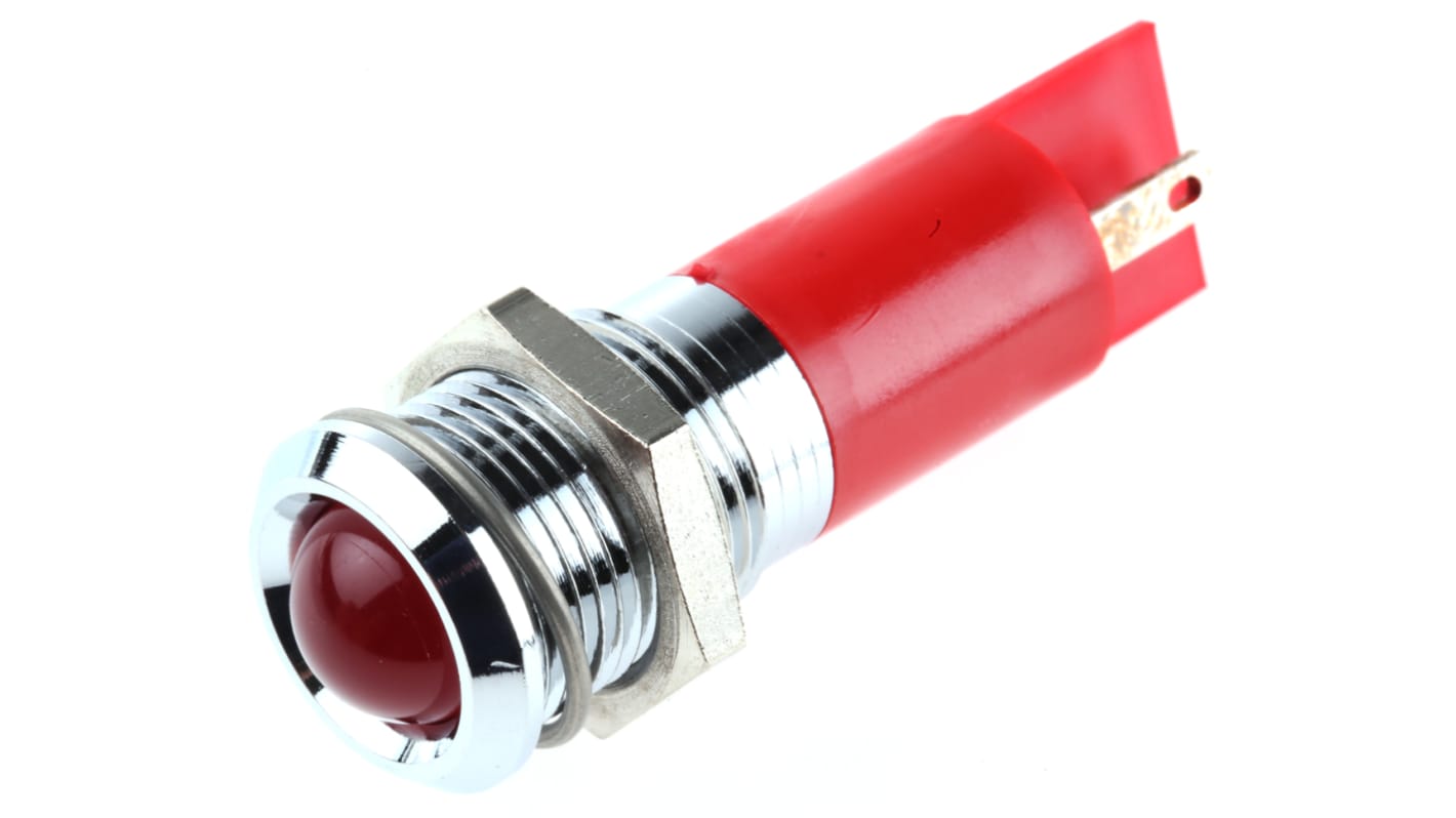 RS PRO Red Panel Mount Indicator, 24V ac, 14mm Mounting Hole Size, Solder Tab Termination