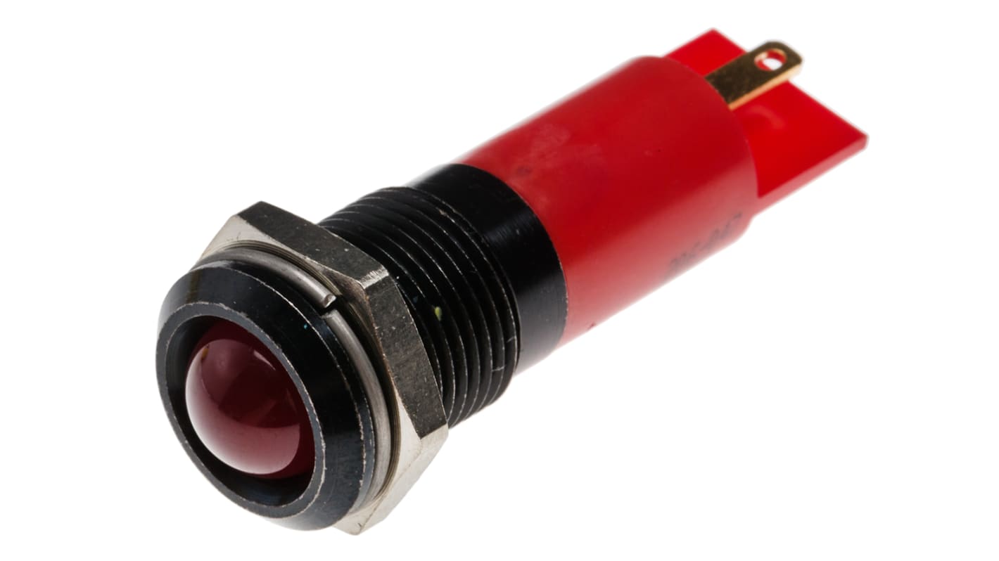 RS PRO Red Panel Mount Indicator, 24V ac, 14mm Mounting Hole Size, Solder Tab Termination