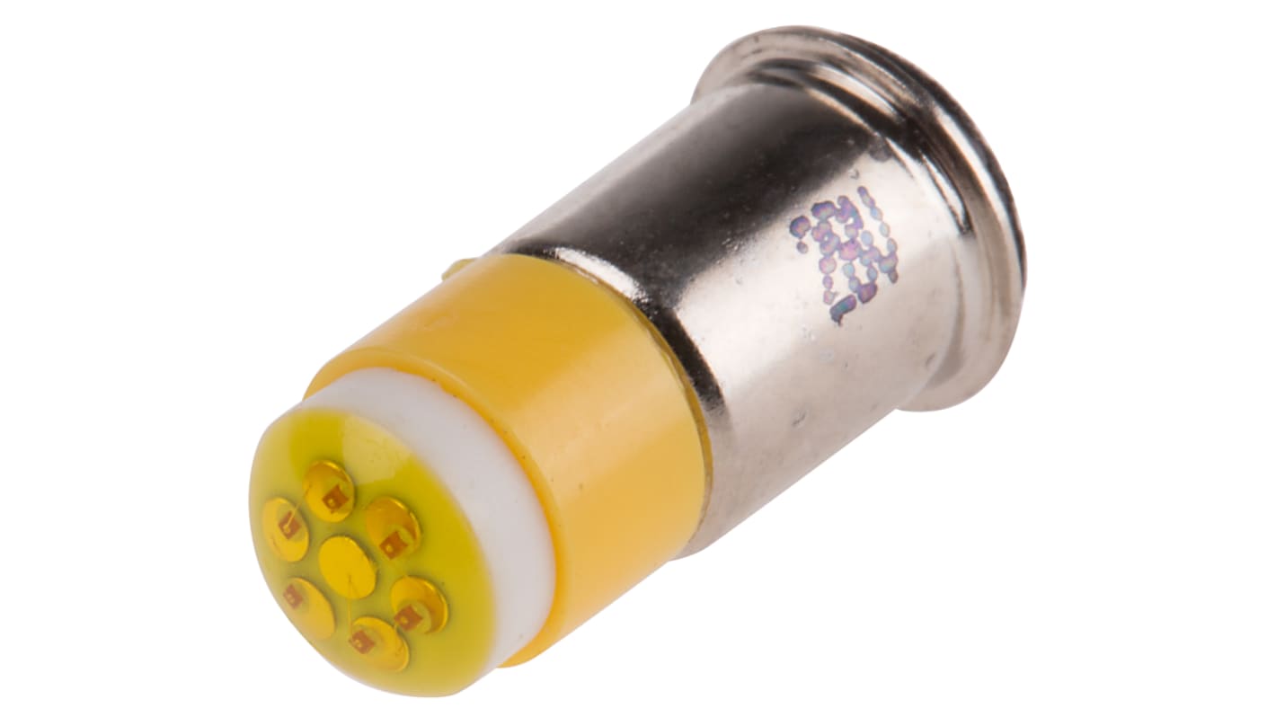 RS PRO Yellow LED Indicator Lamp, 28V dc, Midget Flange Base, 6mm Diameter, 45mcd