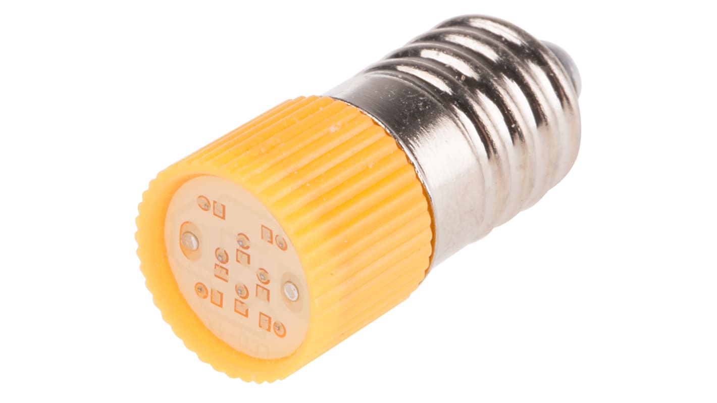 RS PRO Yellow LED Indicator Lamp, 28V ac/dc, E10 Base, 10mm Diameter, 120/110mcd