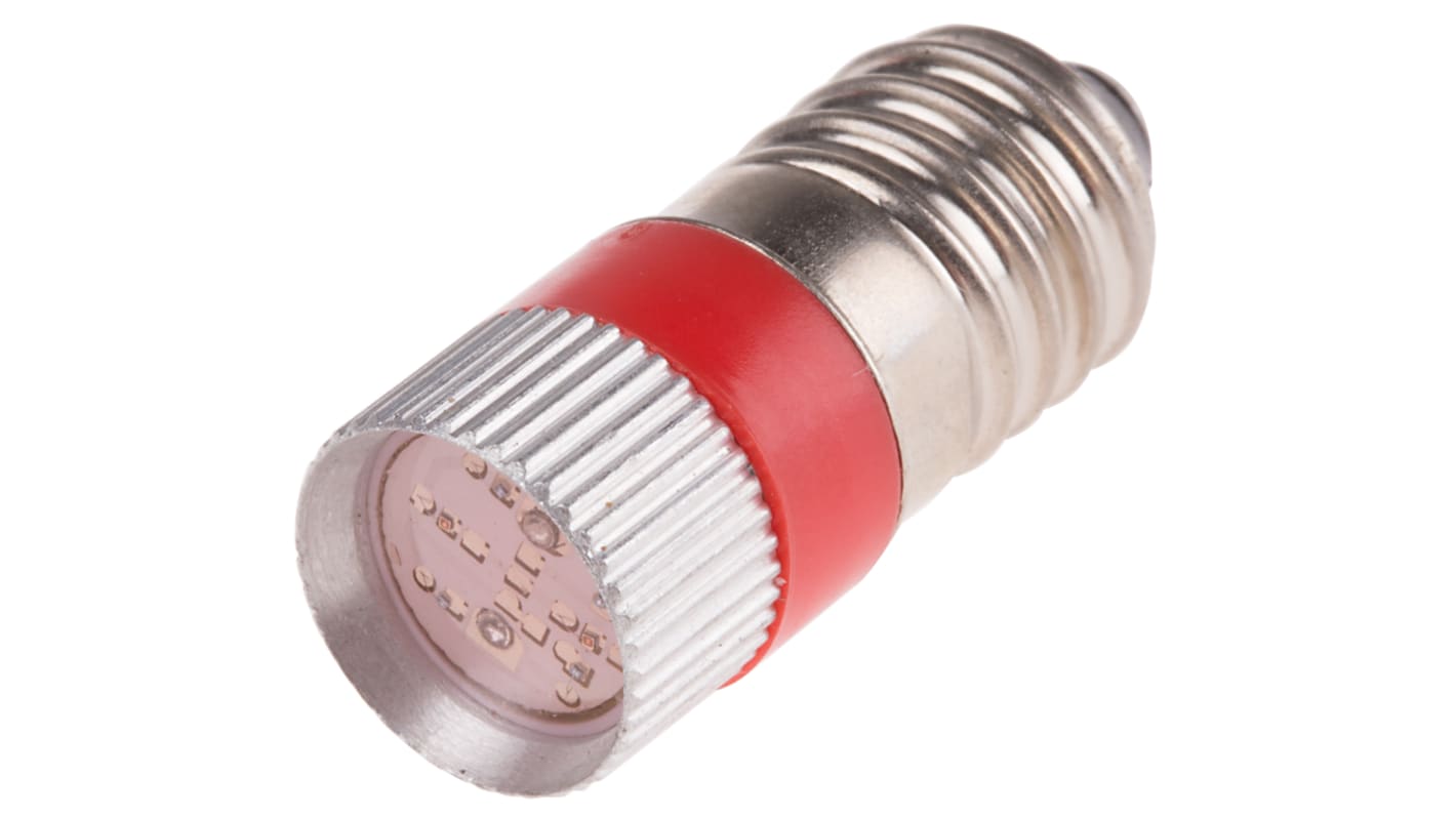 Lampada per indicatori RS PRO, lunga 28mm, Ø 10mm, 48V ca/cc, luce color Rosso, 70/70mcd, Multichip da 100000h con base