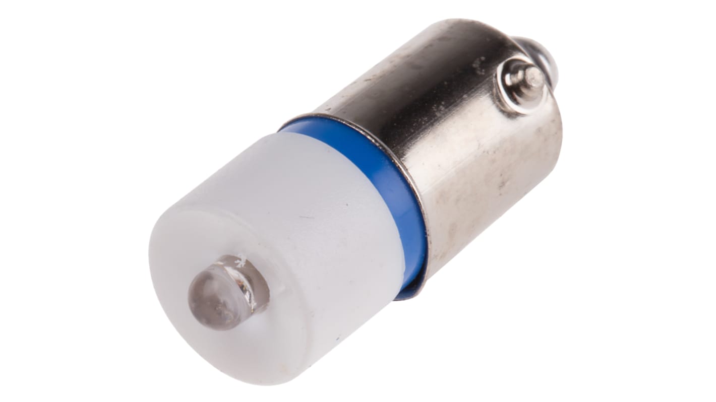 RS PRO LED指示灯泡, 蓝色, BA9s灯座, Φ10mm, 24mm长, 130V 交流, 9mA, 175mcd