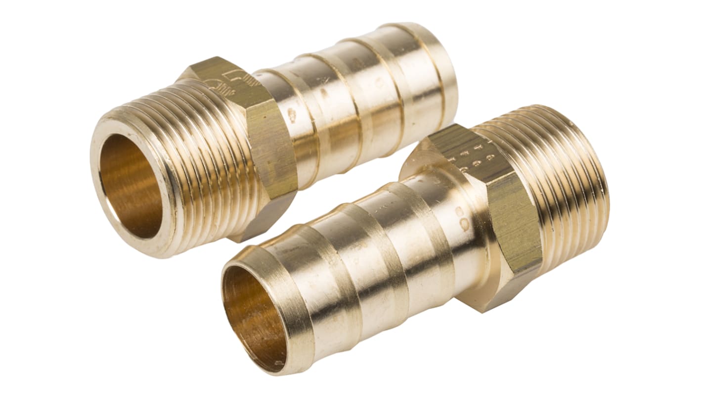 Legris Brass Pipe Fitting, Straight Threaded Tailpiece Adapter, Male R 3/4in to Male 19mm