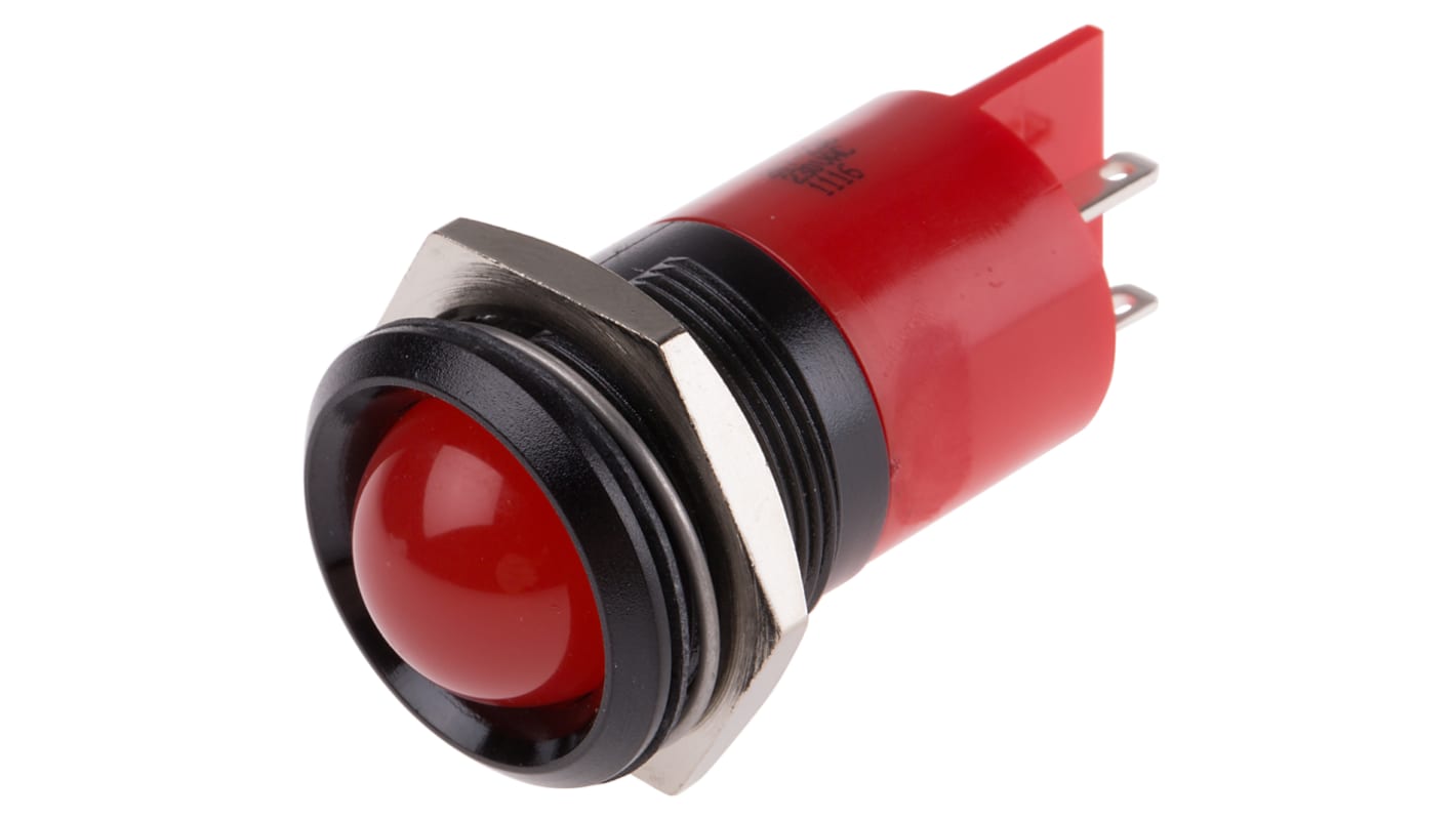 RS PRO Red Panel Mount Indicator, 230V ac, 22mm Mounting Hole Size, IP67