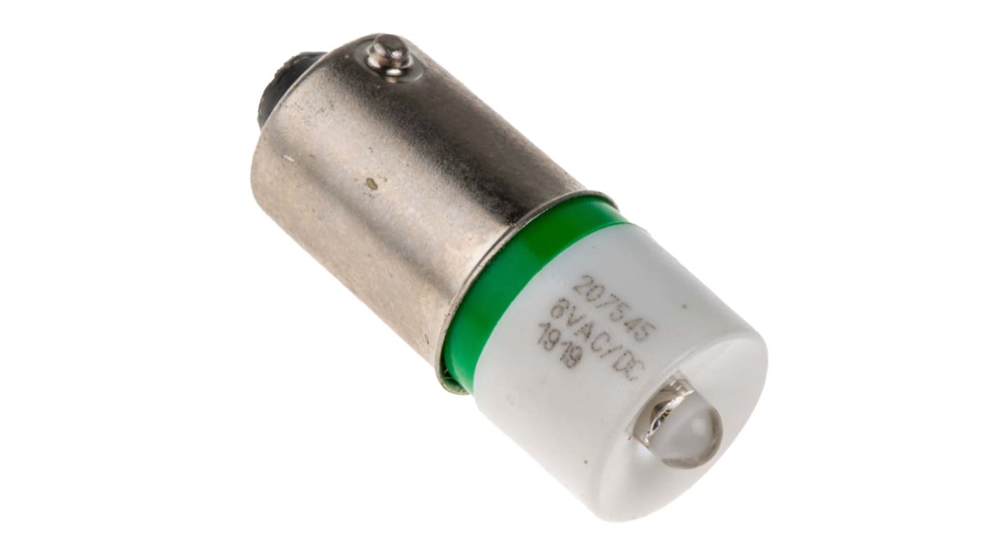 Lampka kontrolna Zielony 6V ac/dc BA9s LED średnica 10mm długość 24mm