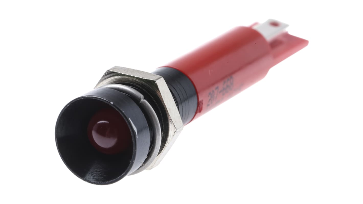 Indicatore da pannello RS PRO Rosso LED lampeggiante, 24V cc, Ad incasso, foro da 8mm