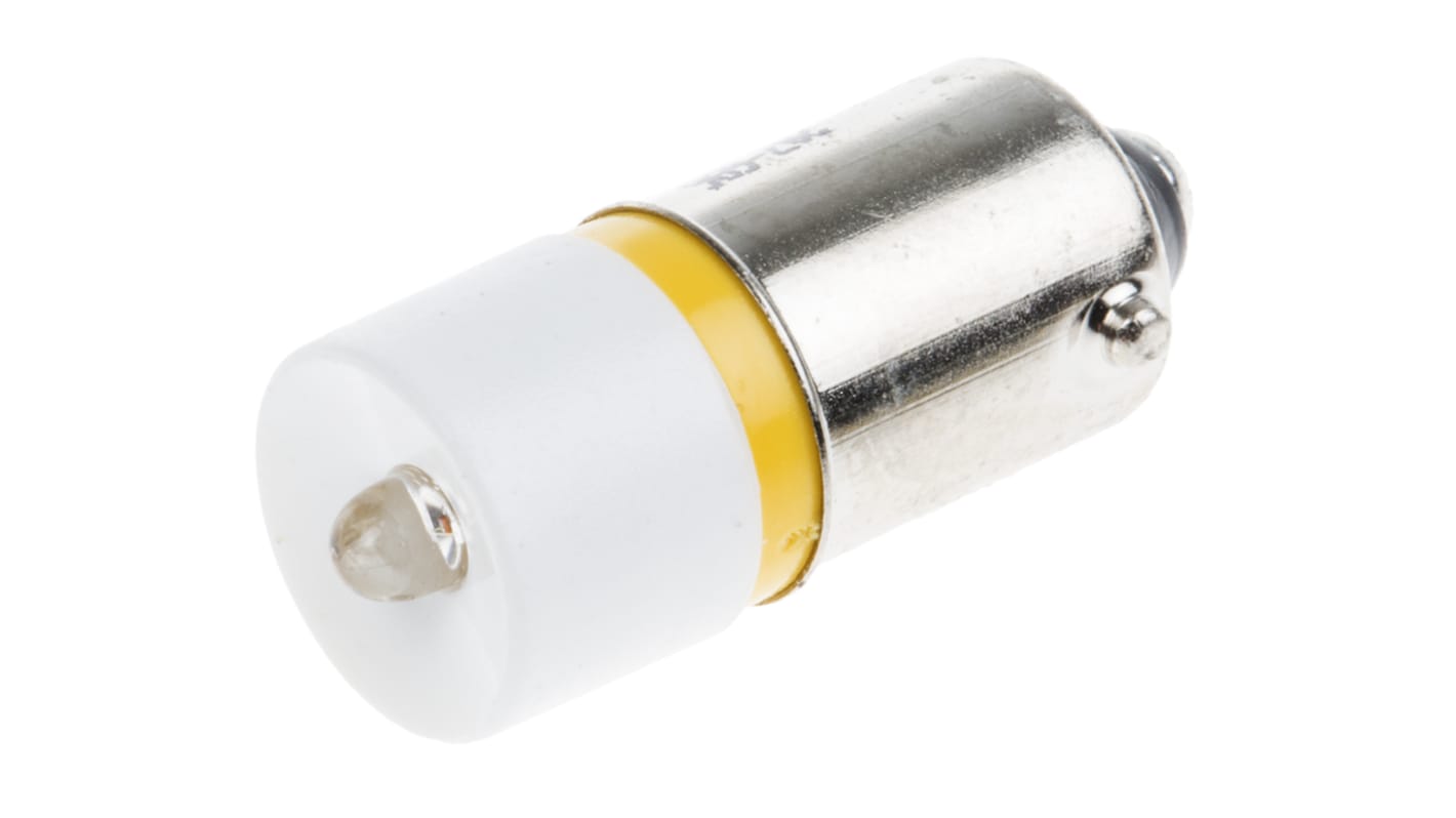 Lampada per indicatori RS PRO, lunga 24mm, Ø 10mm, 130V ca, luce color Giallo, 225mcd, Chip singolo da 100000h con base