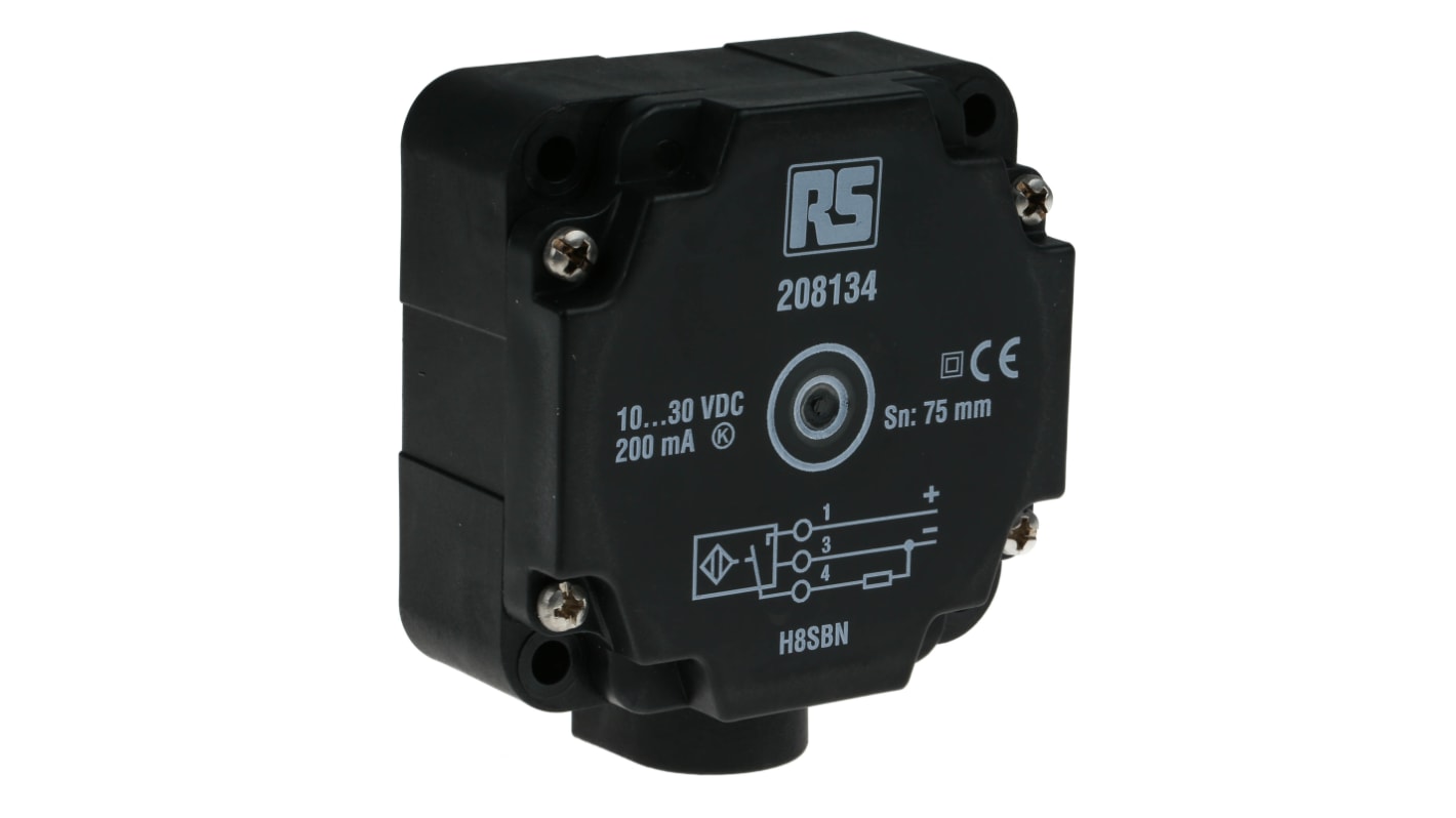 RS PRO M20 Näherungssensor Induktiv, Kubisch 75 mm PNP 10 → 30 Vdc / 200 mA NO, IP67