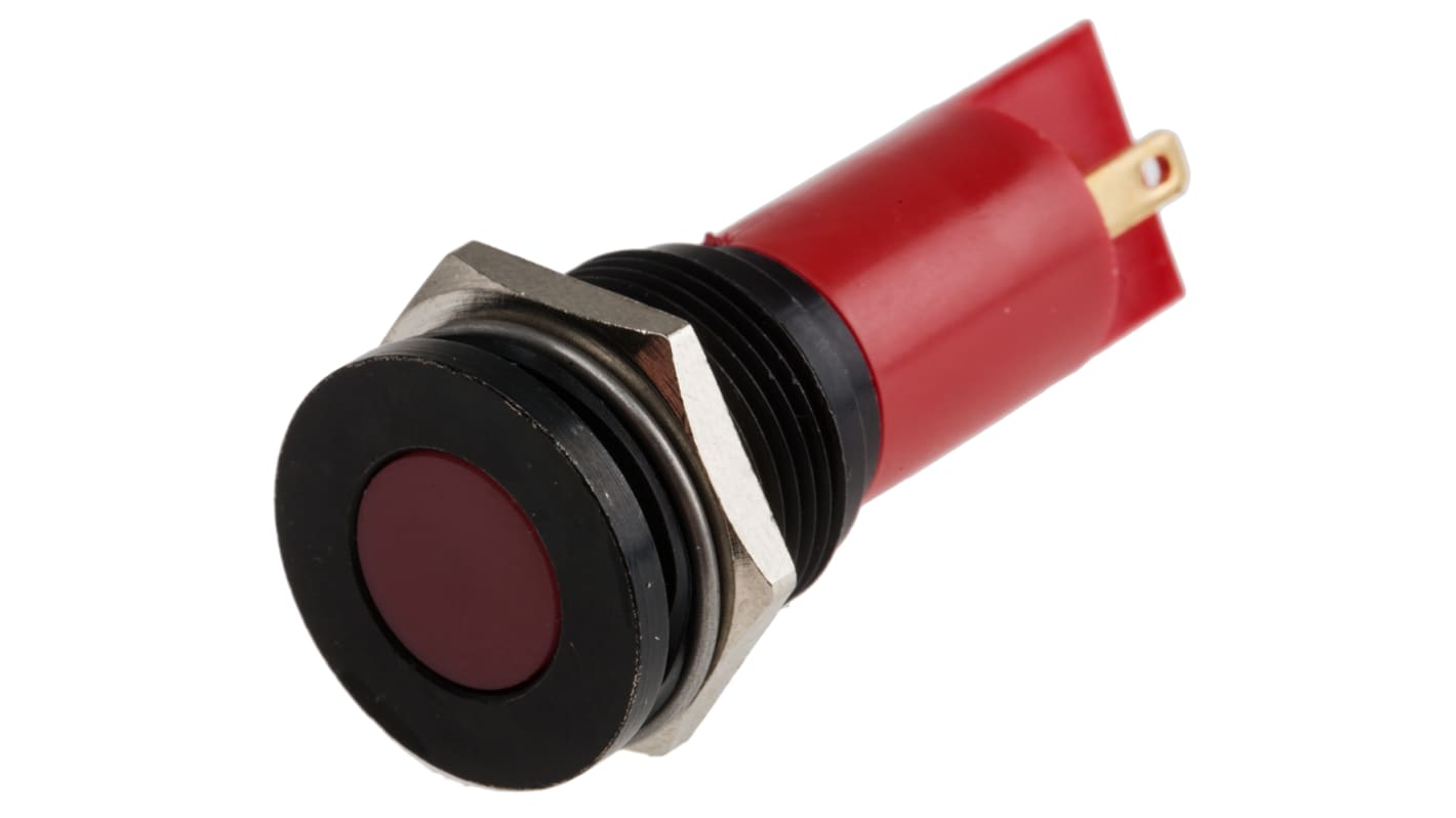 RS PRO Red Panel Mount Indicator, 16mm Mounting Hole Size, Solder Tab Termination