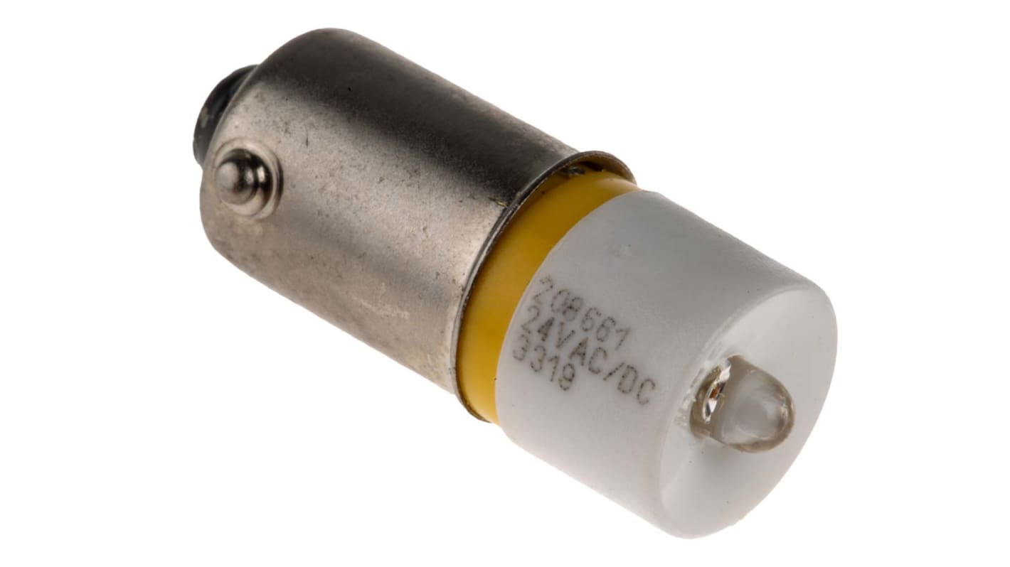 RS PRO LED Signalleuchte Gelb, 24V ac/dc / 630mcd, Ø 10mm x 24mm, Sockel BA9s