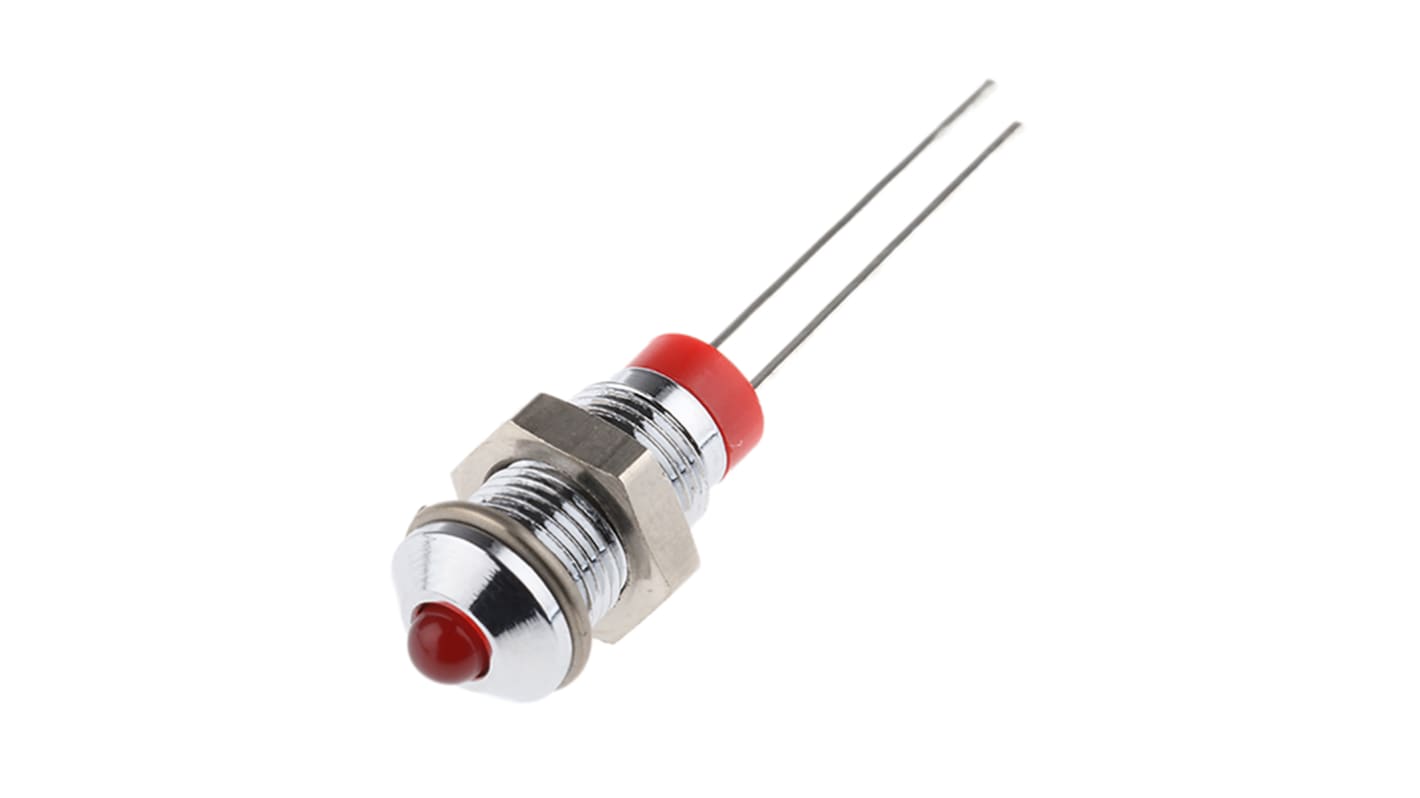 RS PRO Red Panel Mount Indicator, 2V dc, 6mm Mounting Hole Size, Lead Pin Termination