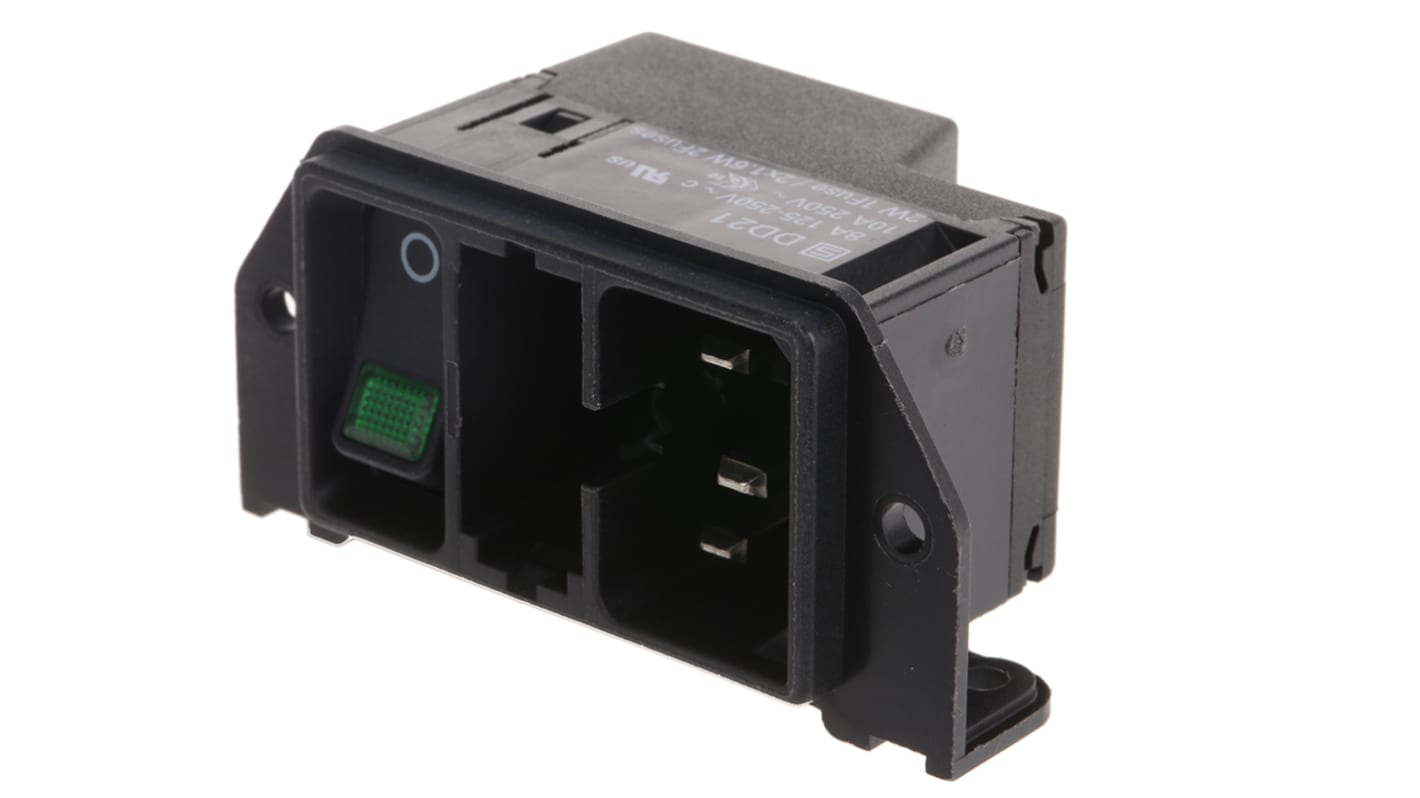 Schurter C14插头 IEC连接器, 面板, PCB安装, 250 V, 10A