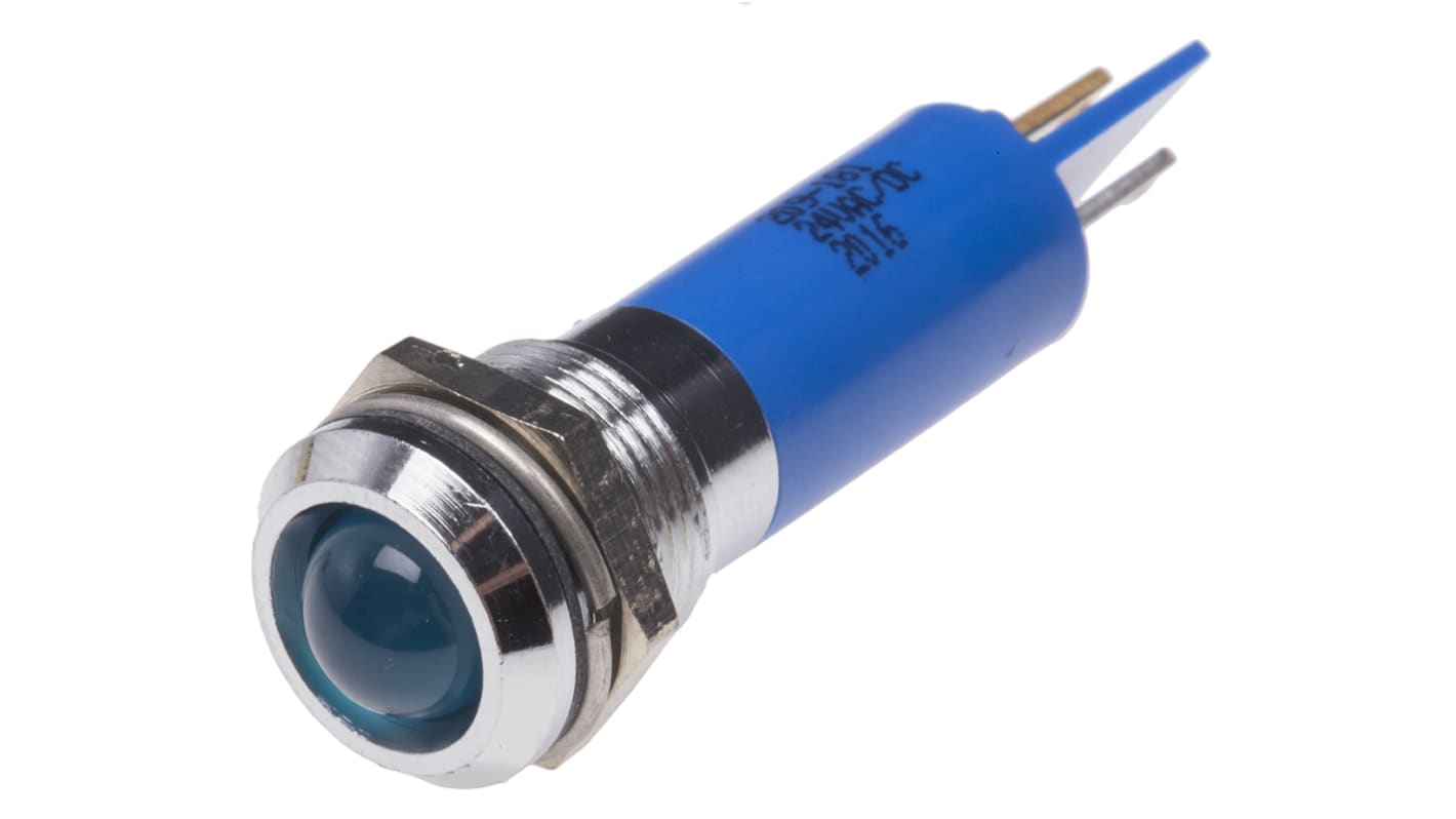 Indicatore da pannello RS PRO Blu  a LED, 24V ca/cc, IP67, Sporgente, foro da 12mm