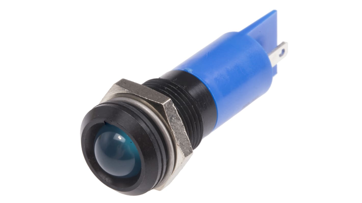 Indicador RS PRO, Azul, lente prominente, marco Negro, Ø montaje 14.5mm, 240V, IP40