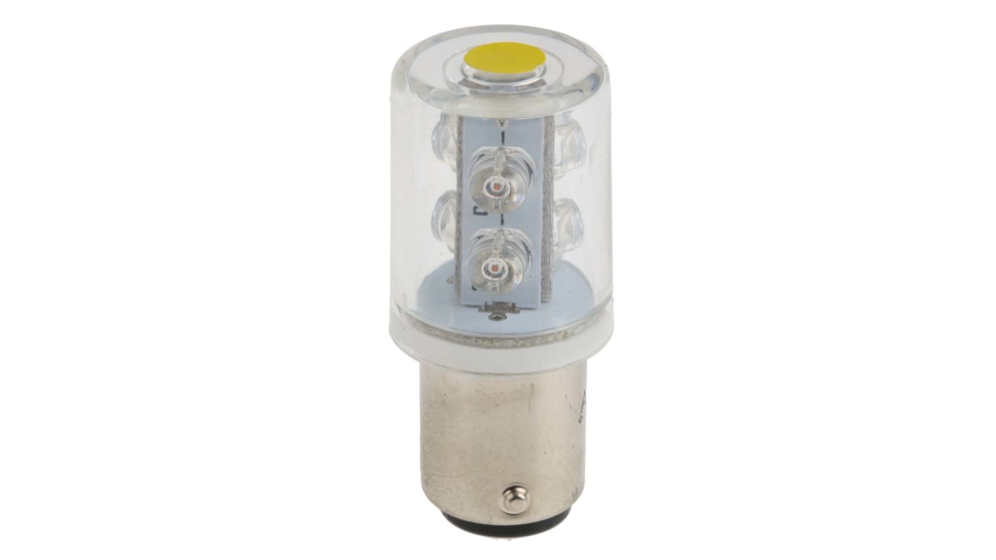 Lámpara RS PRO constante, LED, Amarillo, Ø 20mm, alim. 24 V ac / dc