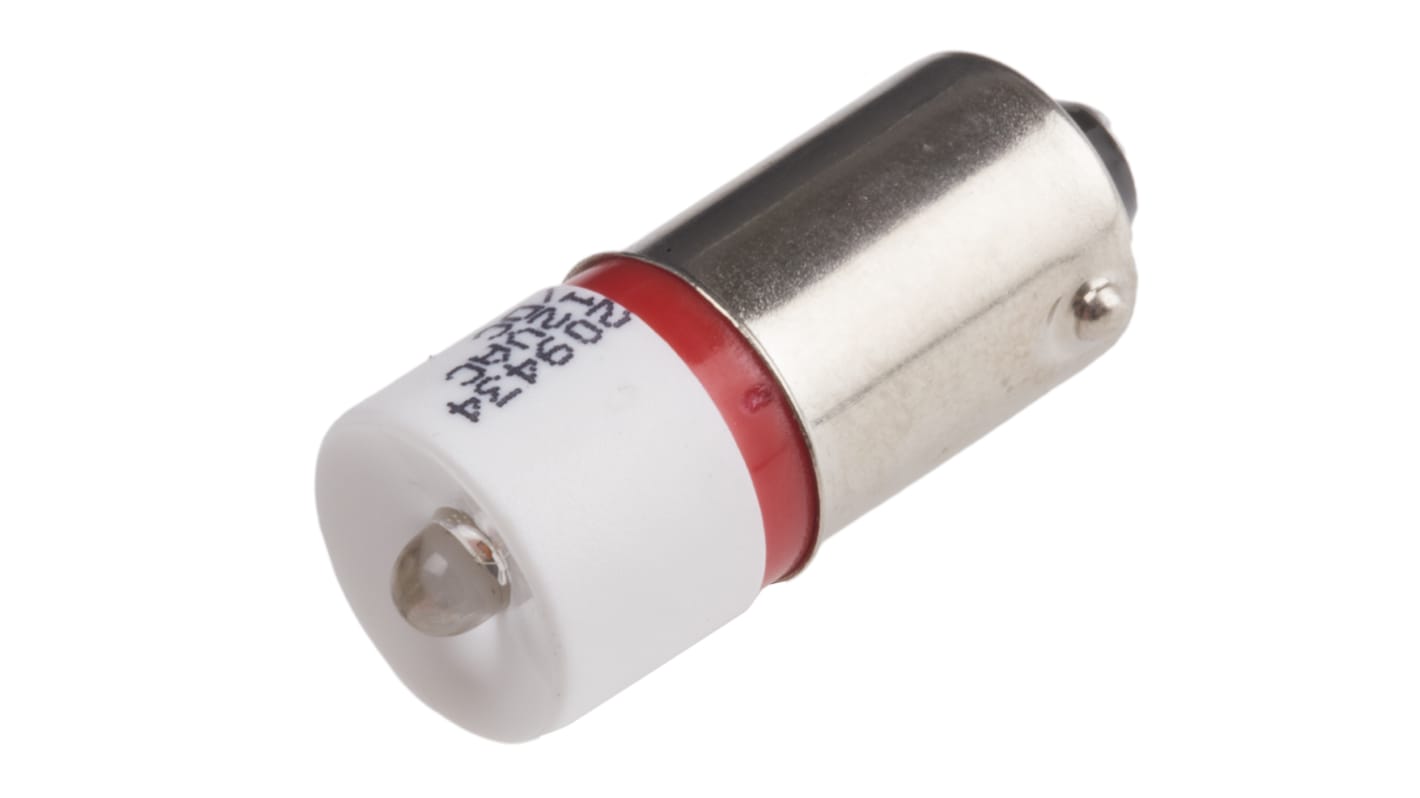 Lampada per indicatori RS PRO, lunga 24mm, Ø 10mm, 12V ca/cc, luce color Rosso, 1750mcd, Chip singolo da 100000h con