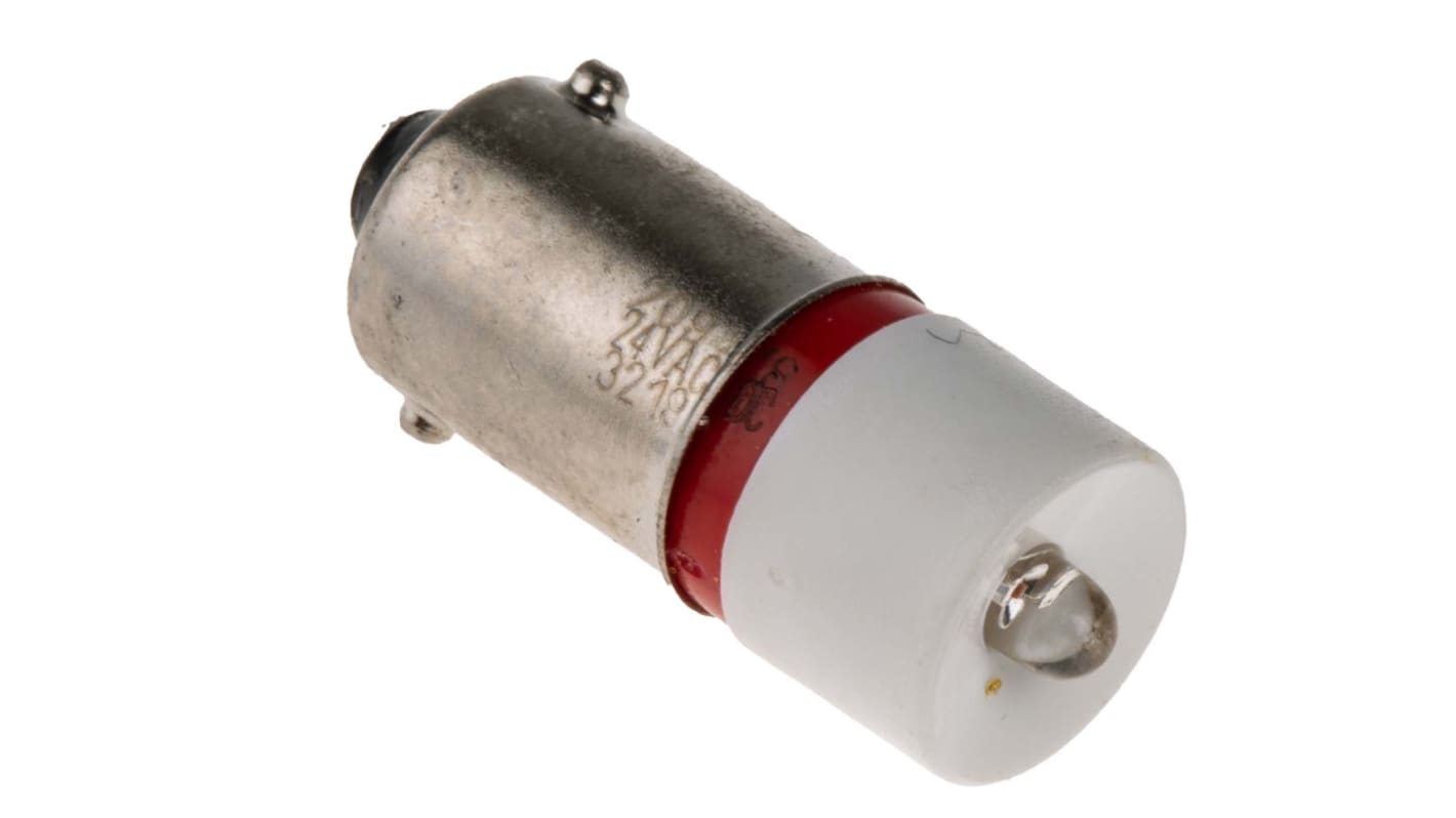 RS PRO LED指示灯泡, 红色, BA9s灯座, Φ10mm, 24mm长, 24V 交流/直流, 1750mcd