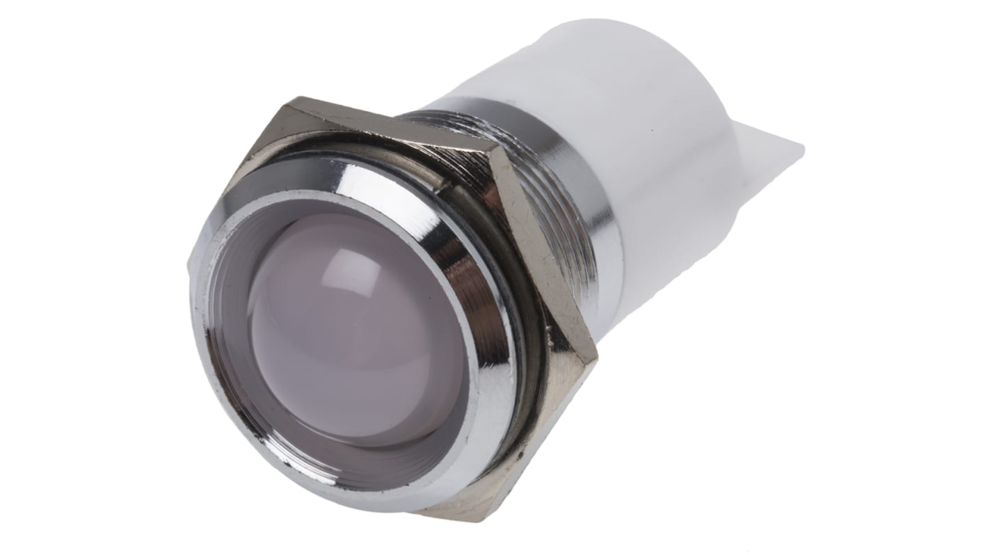 RS PRO White Panel Mount Indicator, 24V ac/dc, 22mm Mounting Hole Size, Solder Tab Termination