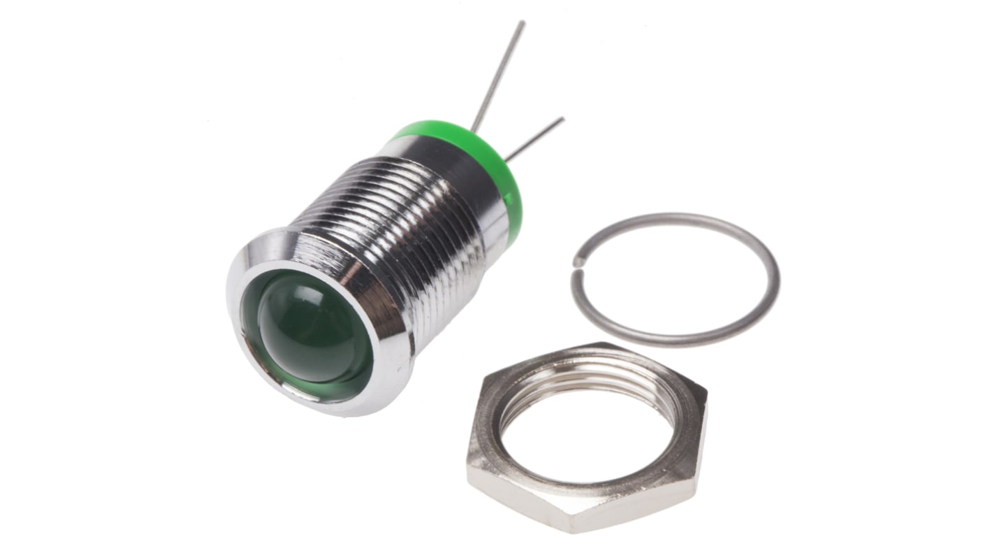 RS PRO Green Panel Mount Indicator, 2V dc, 14mm Mounting Hole Size