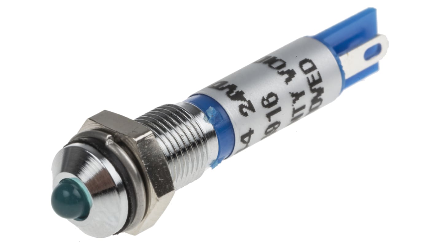 Indicatore da pannello RS PRO Blu  a LED, 24V cc, Sporgente, foro da 6mm