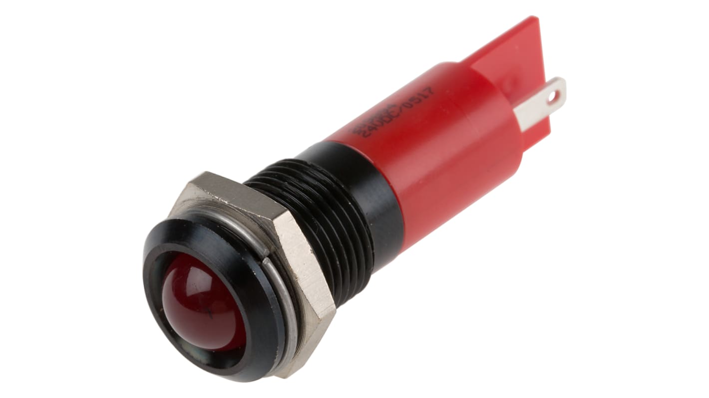 Indicatore da pannello RS PRO Rosso LED lampeggiante, 24V cc, Sporgente, foro da 14mm