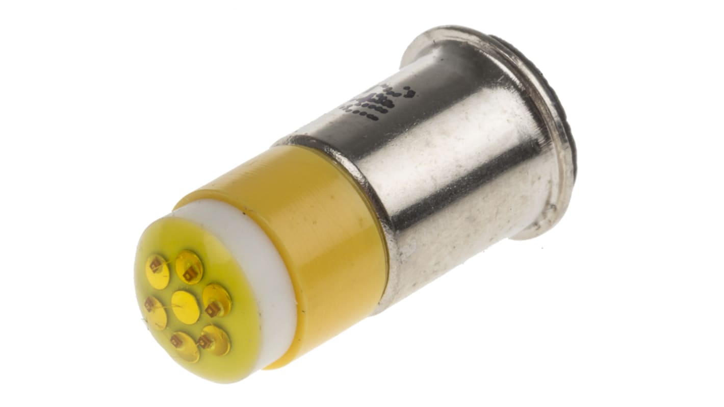 RS PRO LED指示灯泡, 黄色, 小型法兰灯座, Φ6mm, 15.25mm长, 24V 直流, 14mA, 45mcd