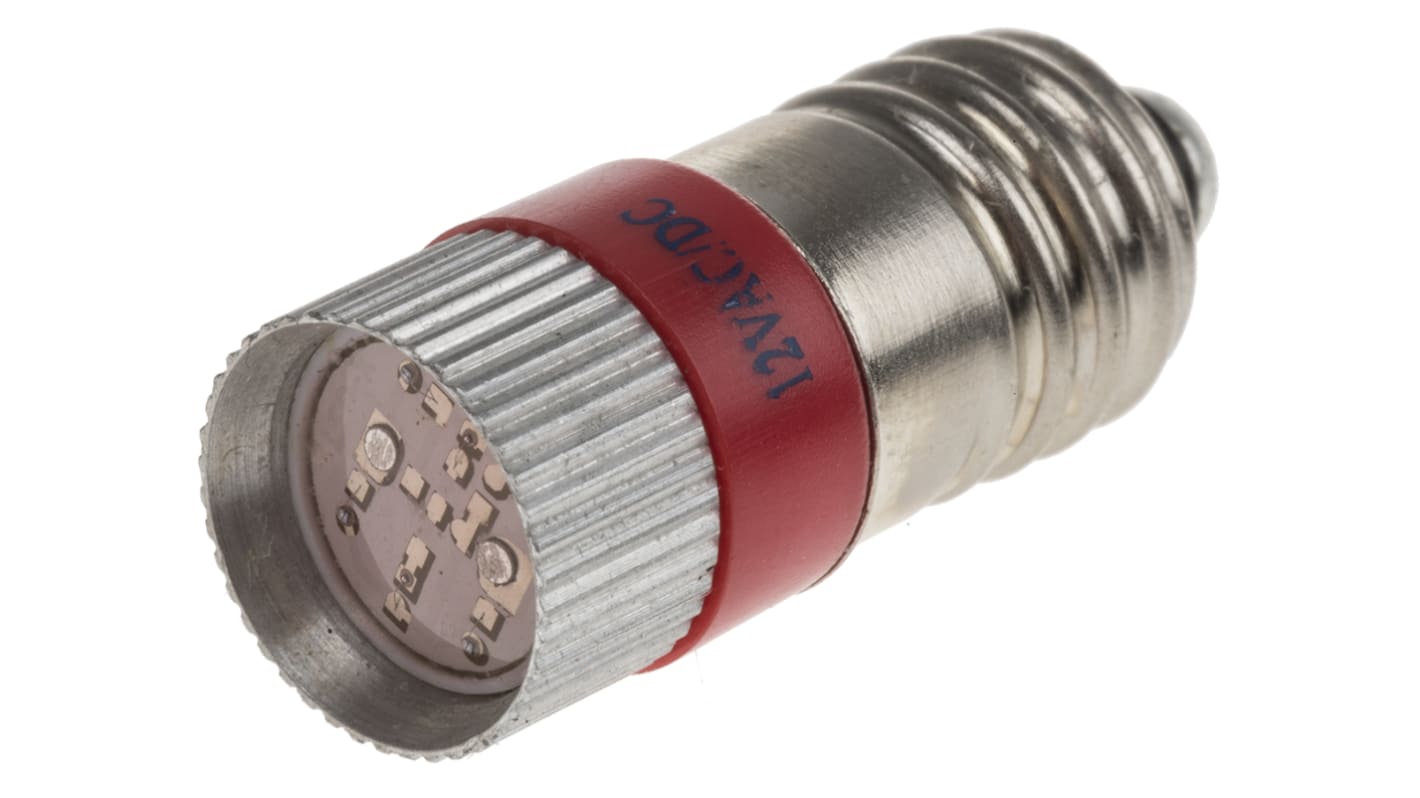RS PRO Red LED Indicator Lamp, 12V dc, E10 Base, 10mm Diameter, 110/105mcd
