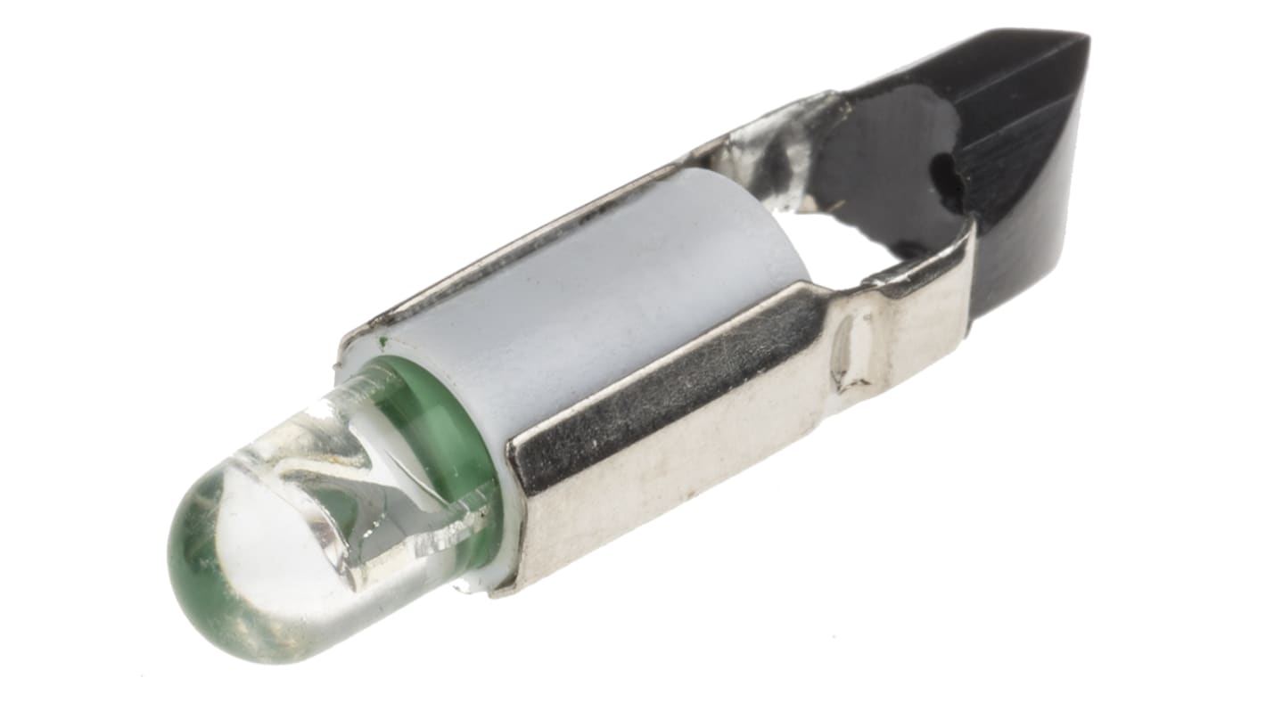 Lampada per indicatori RS PRO, lunga 22mm, Ø 5.5mm, 24V ca/cc, luce color Verde, 2100mcd, Chip singolo da 100000h con