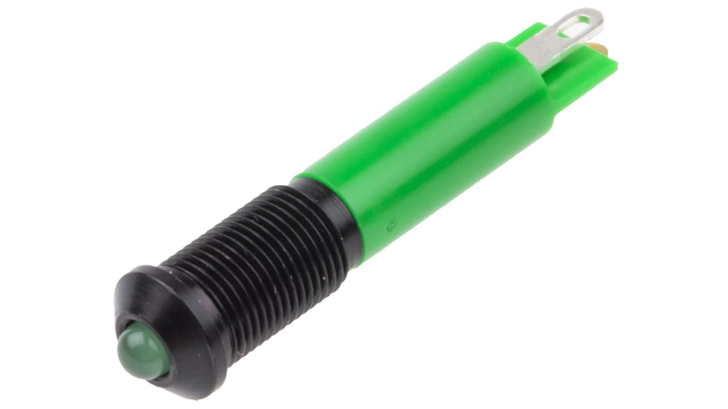 Indicatore da pannello RS PRO Verde  a LED, 24V cc, Sporgente, foro da 6mm