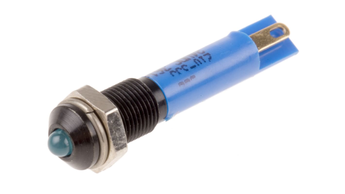 Indicatore da pannello RS PRO Blu  a LED, 24V cc, Sporgente, foro da 6mm
