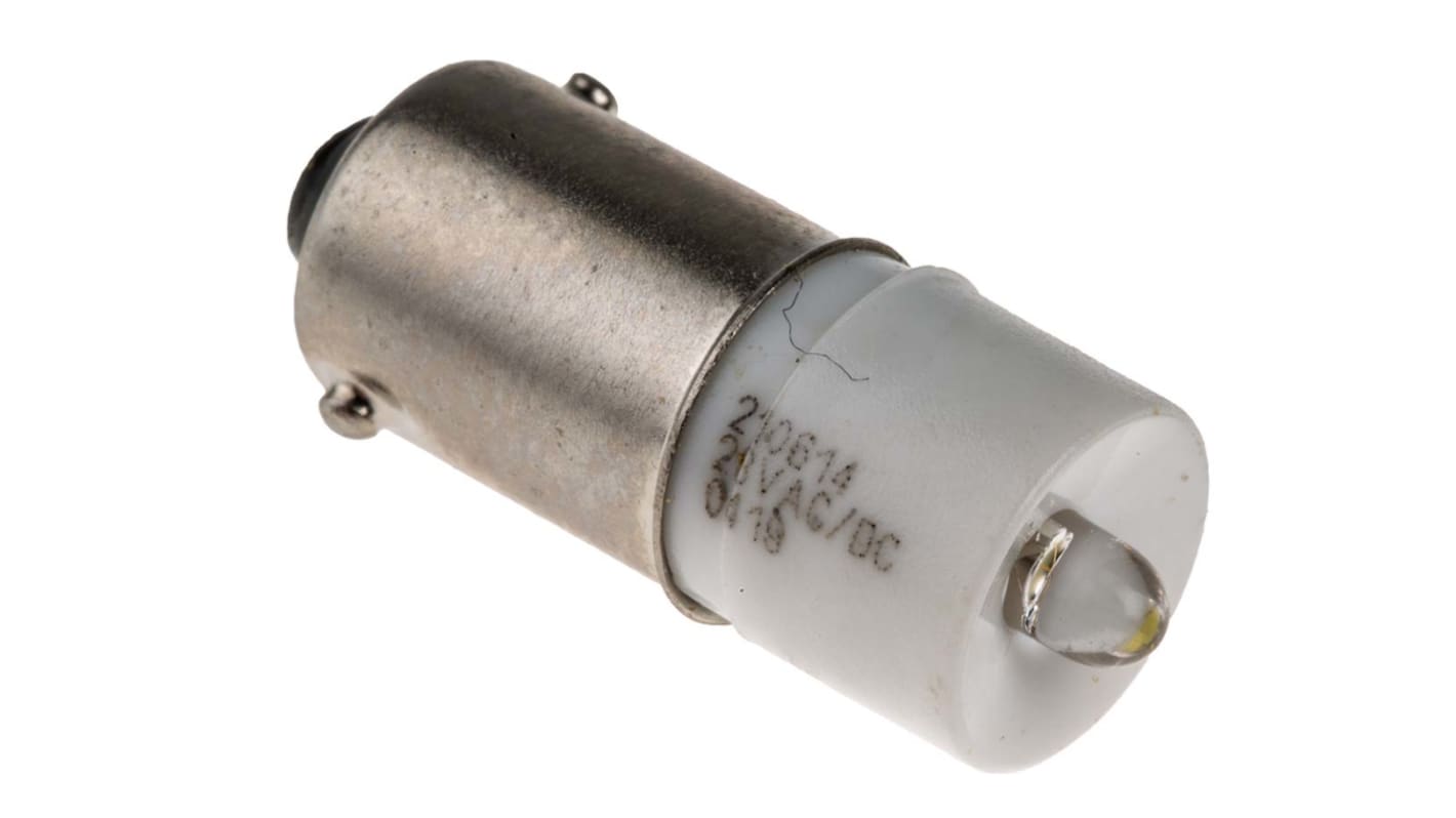 RS PRO LED指示灯泡, 白色, BA9s灯座, Φ10mm, 24mm长, 28V 交流/直流, 2070mcd