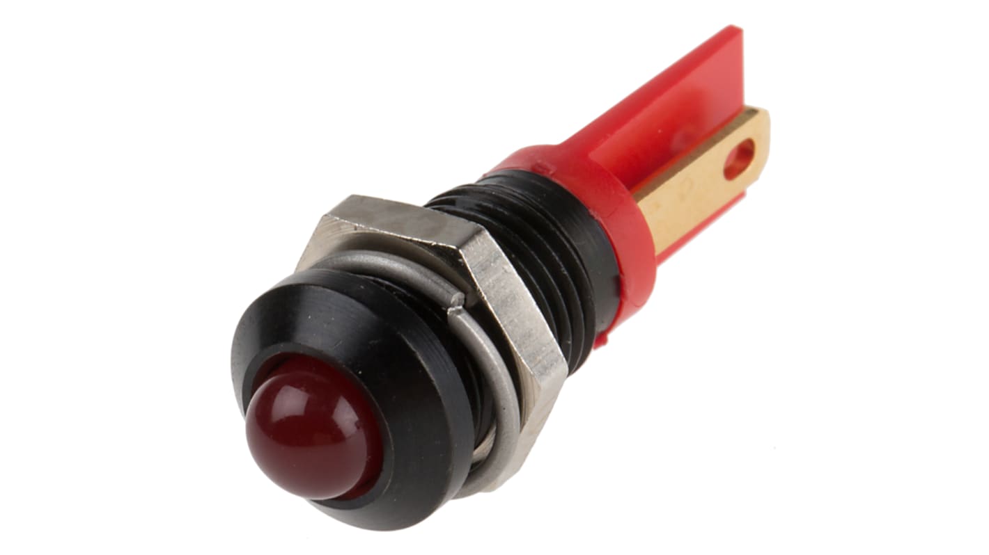 RS PRO Red Panel Mount Indicator, 2V dc, 8mm Mounting Hole Size, Solder Tab Termination