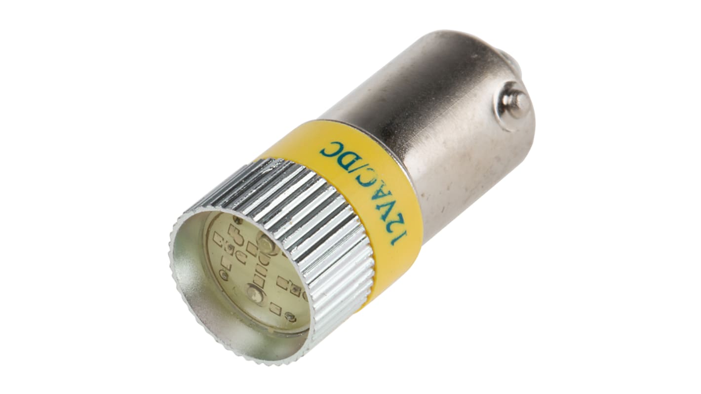 Signallampe, Gul, sokkel: BA9s, Multichip, Diameter: 10mm, 12V dc