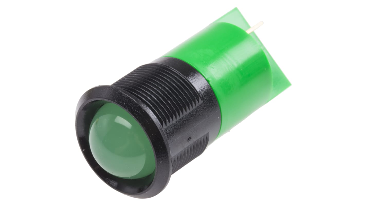 RS PRO 绿色LED面板指示灯, 24V 交流/直流, 20mA, Φ22mm安装孔, 焊片端接, 凸型边框