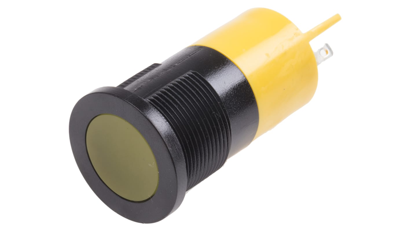 RS PRO 黄色LED面板指示灯, 24V 交流/直流, 20mA, Φ22mm安装孔, 焊片端接, 嵌入式边框