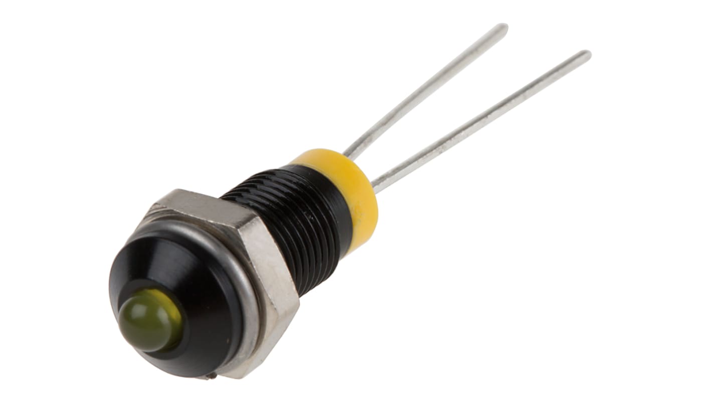 RS PRO Yellow Panel Mount Indicator, 2V dc, 6mm Mounting Hole Size, Lead Pin Termination