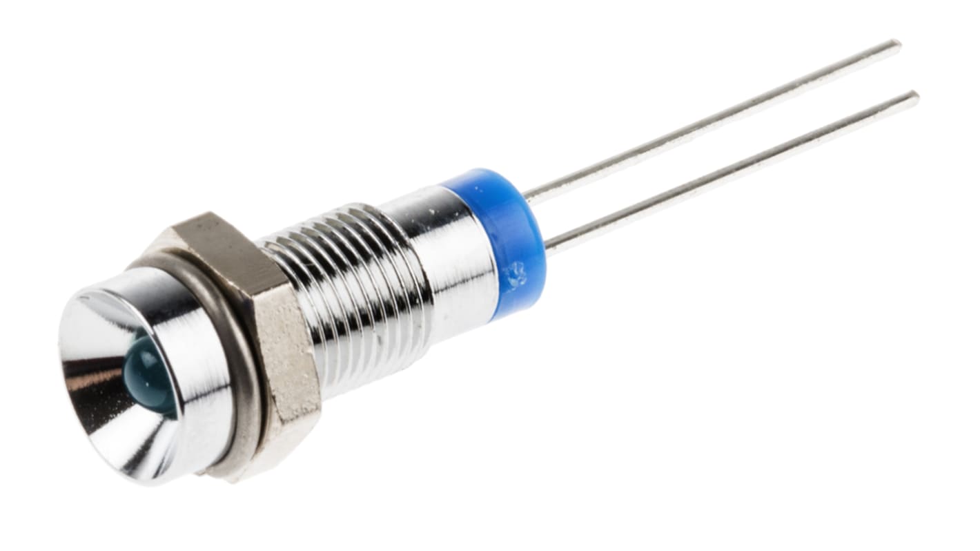 Indicatore da pannello RS PRO Blu  a LED, 2V cc, Ad incasso, foro da 6mm