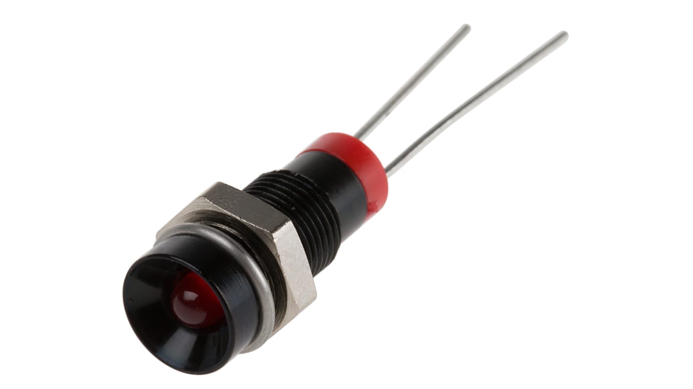 RS PRO Red Panel Mount Indicator, 2V dc, 6mm Mounting Hole Size, Lead Pin Termination