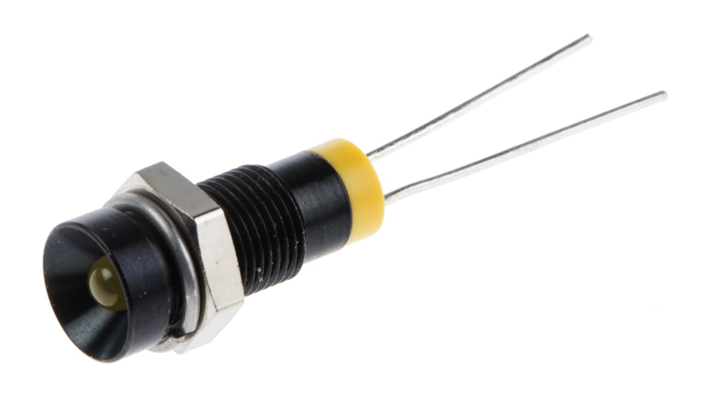 Indicatore da pannello RS PRO Giallo  a LED, 2V cc, Ad incasso, foro da 6mm