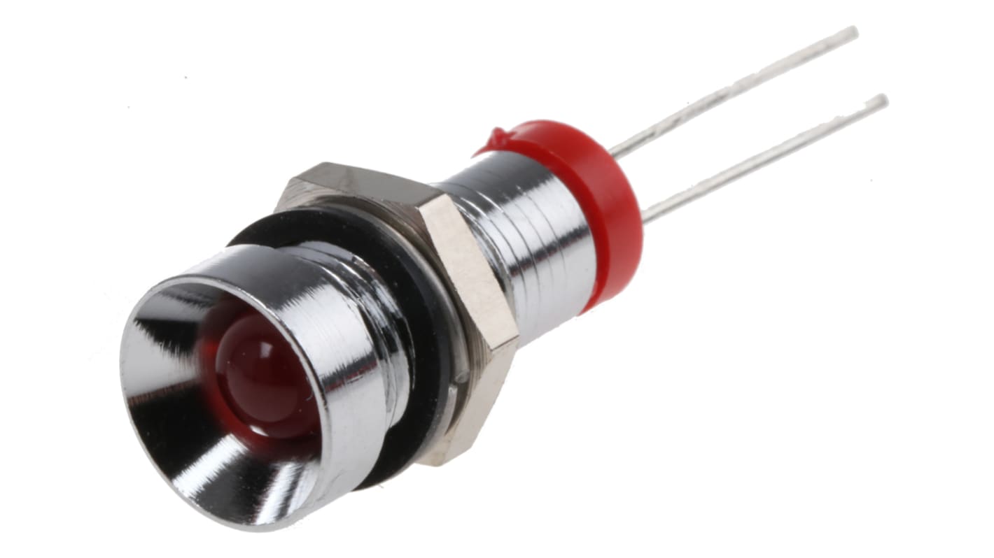 RS PRO Red Panel Mount Indicator, 2V dc, 8mm Mounting Hole Size, IP67