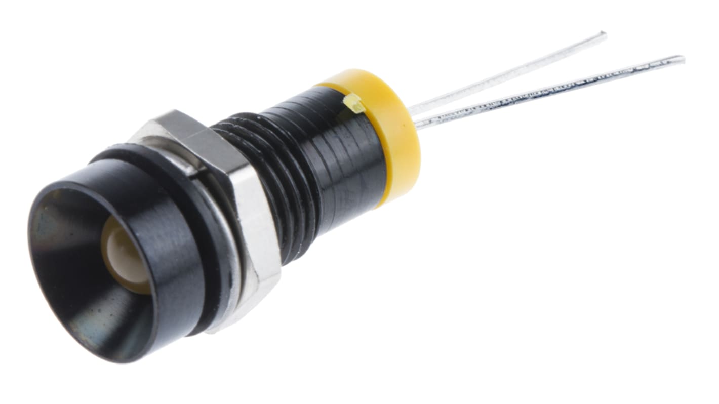 RS PRO Yellow Panel Mount Indicator, 2V dc, 8mm Mounting Hole Size, IP67