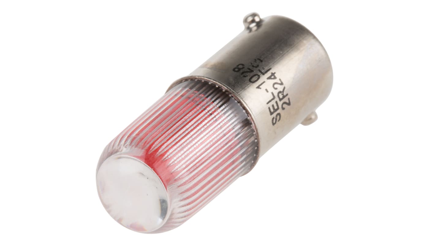RS PRO LED Signalleuchte Rot, 24V dc / 40mcd, Ø 11mm x 28mm, Sockel BA9s